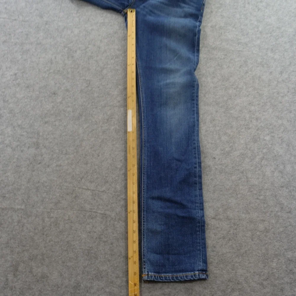 Nudie Jeans Mens 34 Blue High Kai Slim Straight Mid Rise Denim Zip Fly Organic